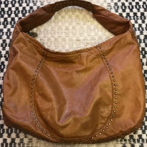 Kooba brass stud Claudia hobo weathered leather